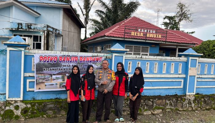 Peduli Dampak Banjir,Polsek Keera dan Anggota Saka Bhayangkara Gelar Pendistribusian Bantuan