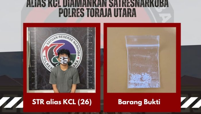 Kuasai Sabu, Seorang Pria Berinisial STR alias KCL Diamankan Satresnarkoba Polres Toraja Utara di GOR