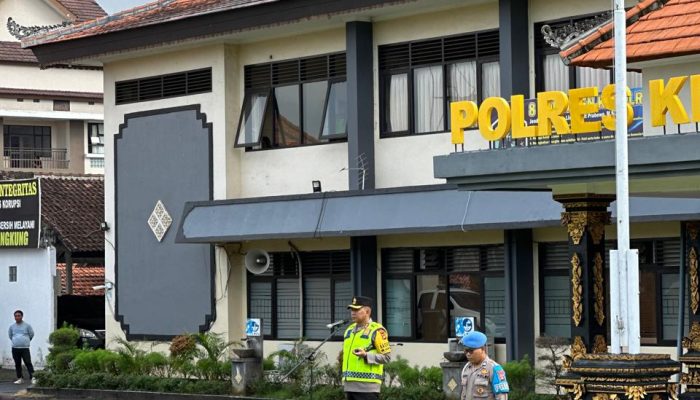 Kapolres Klungkung Pimpin Apel OMB 2024 Tahapan Penetapan Hasil Pemilu Legislatif