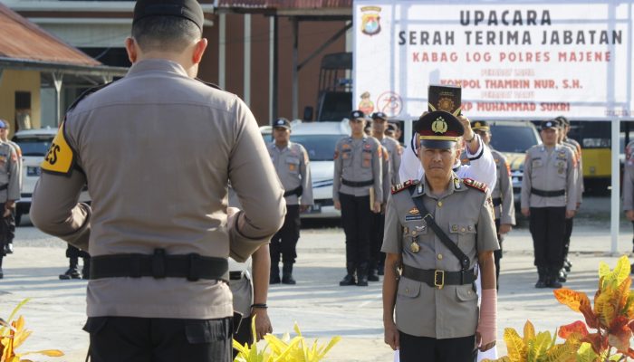 Kapolres Majene Pimpin Upacara Serah Terima Jabatan Kabag Log Polres Majene