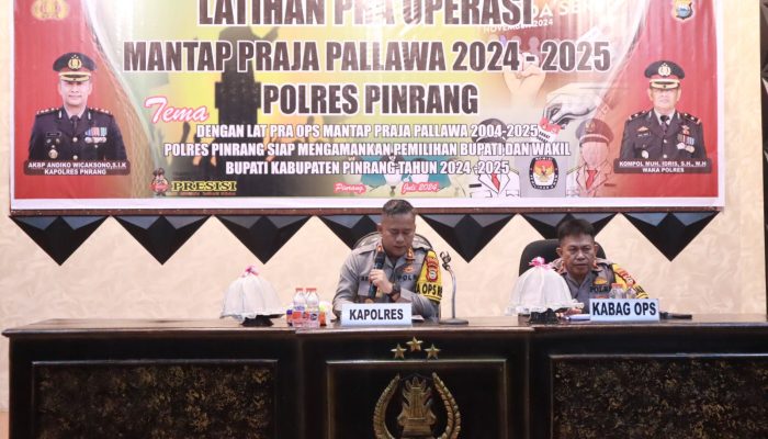 Polres Pinrang Gelar Latihan Pra Operasi Mantap Praja Pallawa Tahun 2024-2025