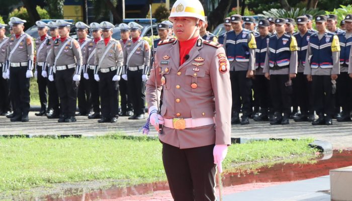 Iptu Patria Pratama Sukses Memimpin Pasukan Dalam Upacara Bhayangkara di Kabupaten Sidrap