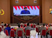 Kapolda Sulbar Beserta Pejabat Utamanya Gelar Nobar Pelantikan Presiden dan Wakil Presiden RI