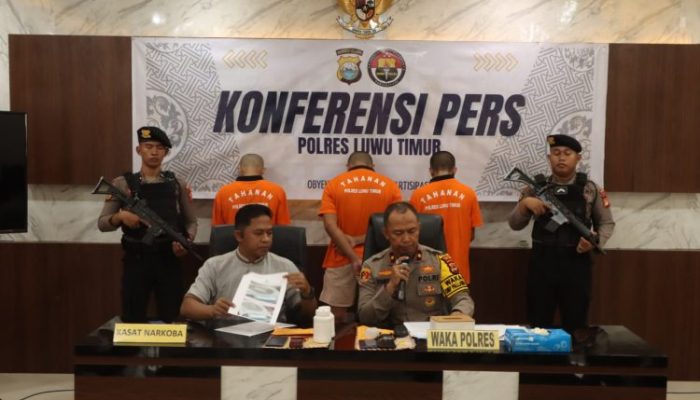 Sat Res Narkoba Polres Luwu Timur Rilis Hasil Ungkap Kasus Penyalahgunaan Narkotika Jenis Sabu dan Obat Golongan G, 3 Pelaku Berhasil Diamankan