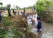Dukung Swasembada pangan, Koramil 1420-07/Baranti Bersihkan Saluran irigasi Bersama petani.