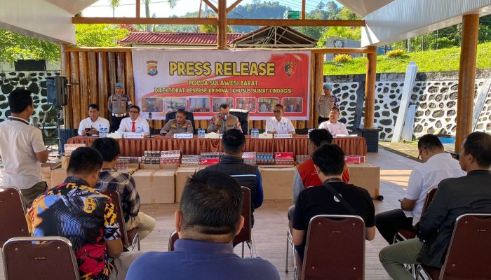 Ditkrimsus Polda Sulbar Bongkar Peredaran Ribuan Rokok Ilegal, 13.600 Pax dari Belasan Merek Rokok Disita