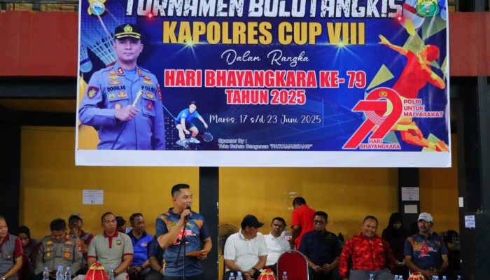Polres Maros Gelar Tournament Badminton Kapolres Cup VIII Semarakkan HUT Bhayangkara ke-79