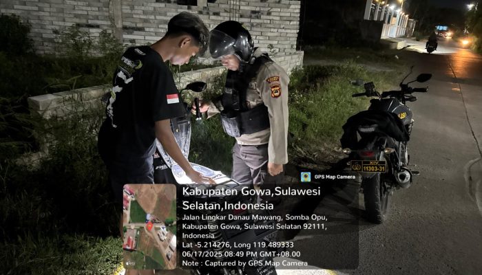 Ciptakan Situasi Kondusif di Wilayah Hukum Polres Gowa, Perintis Presisi Samapta Gelar Patroli KRYD