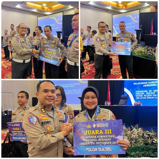 Ditlantas Polda Sulsel Bidang Regident Berhasil Raih 3 Penghargaan dalam Anev Regident dan PNBP Korlantas Polri