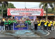 Perkuat Kamtibmas, Kapolres Tana Toraja Pimpin Apel Ojol dan Sematkan Pin Polantas Mappatabe