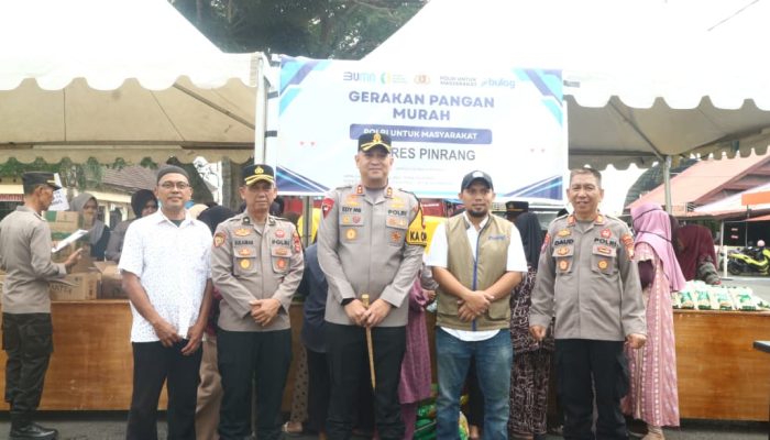 Polres Pinrang Gelar Gerakan Pangan Murah Polri Serentak, Bantu Masyarakat Dapatkan Bahan Pokok Terjangkau