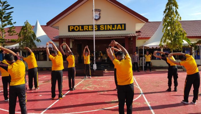 Tak Hanya Jaga Fisik, Senam Pagi Polres Sinjai Pererat Kebersamaan.