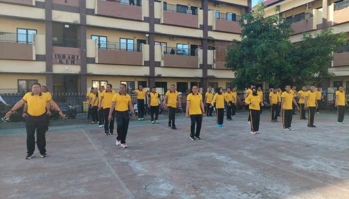 Olahraga Pagi Bersama, Polres Gowa Tingkatkan Kebugaran dan Kekompakan Personel