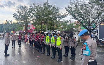 Polres Gowa Amankan Pemberangkatan Jamaah Haji Kloter 9 Dari Masjid Agung Syekh Yusuf