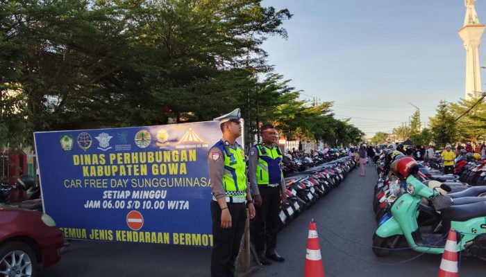 Wujud Pelayanan Prima, Satlantas Polres Gowa Amankan Aktivitas CFD Minggu Pagi