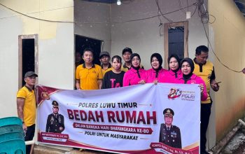 Polres Luwu Timur Gelar Bedah Rumah Warga Yang Kurang Mampu dalam Rangka Hari Bhayangkara ke-80 Tahun 2026