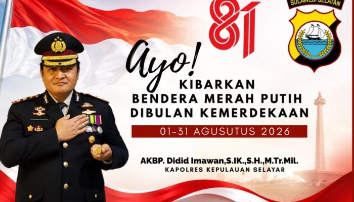 Kapolres Kepulauan Selayar Ajak Masyarakat Kibarkan Bendera Merah Putih Sepanjang Bulan Kemerdekaan