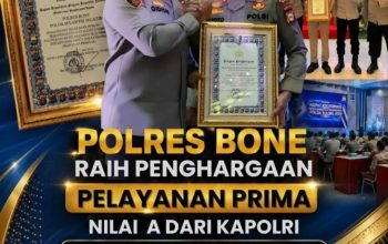 Polres Bone Raih Penghargaan Pelayanan Prima dengan Nilai A dari Kapolri