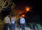 Kebakaran Lahan di Bukit Lembang Majene Meluas, Polsek Sendana dan Warga Berjibaku Padamkan Api