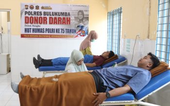 Sambut HUT Humas Polri ke-75, Humas Polres Bulukumba Gelar Bakti Sosial Donor Darah