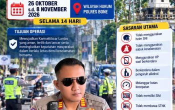Ops Patuh 2026 Dimulai 26 Oktober, Satlantas Polres Bone Siap Tertibkan Pengguna Jalan